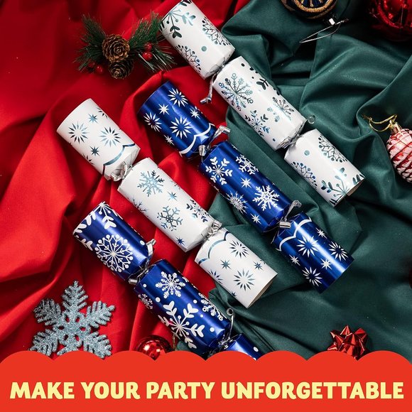 8 Pack Christmas Party Table Favor with Blue & White Snowflake Design with Party - Picture 6 of 9